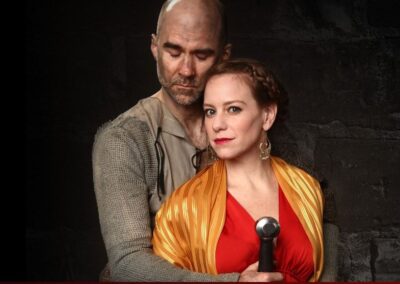 Directing Artifact 9 Matthew Fahey (Macbeth) and Melanie Keller (Lady Macbeth)_Macbeth at Oak Park Festival Theatre_2017. Photo by Jhenai Mootz